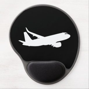 Aircraft Jet Liner Silhouette Flying Black Decor Gel Mouse Pad