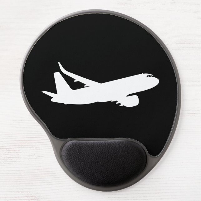 Aircraft Jet Liner Silhouette Flying Black Decor Gel Mouse Pad (Front)