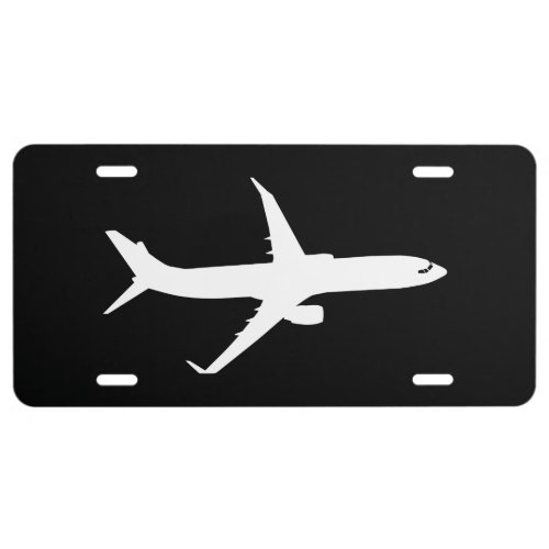 Aircraft Jet Liner Silhouette Flying Black Decor License Plate