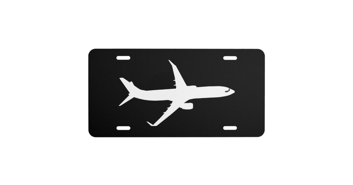 Aircraft Jet Liner Silhouette Flying Black Decor License Plate