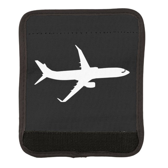 Aircraft Jet Liner Silhouette Flying Black Decor Luggage Handle Wrap (Front)