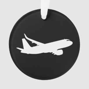 Aircraft Jet Liner Silhouette Flying Black Decor Ornament