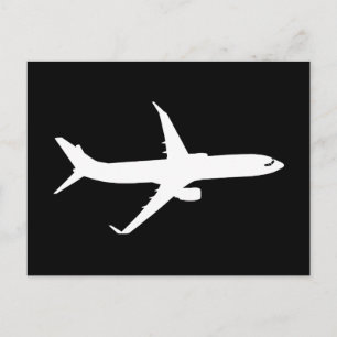Aircraft Jet Liner Silhouette Flying Black Decor Postcard