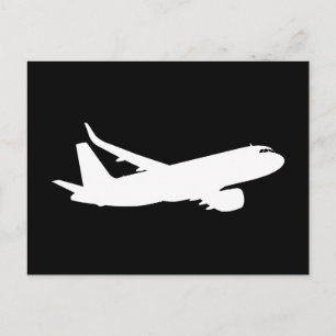 Aircraft Jet Liner Silhouette Flying Black Decor Postcard
