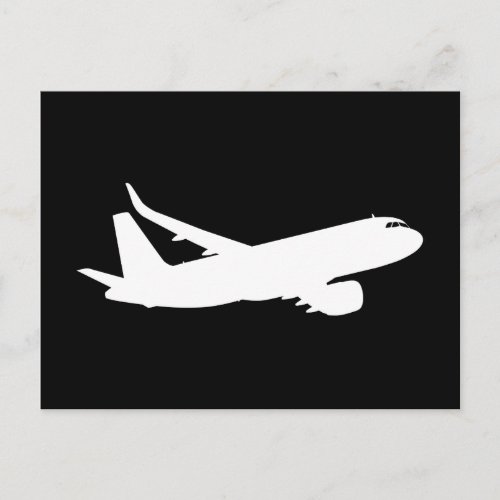 Aircraft Jet Liner Silhouette Flying Black Decor Postcard