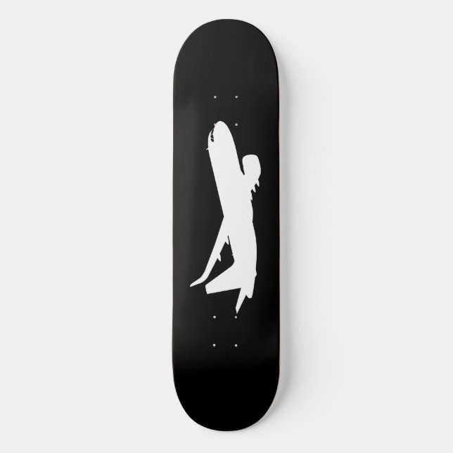 Aircraft Jet Liner Silhouette Flying Black Decor Skateboard (Front)