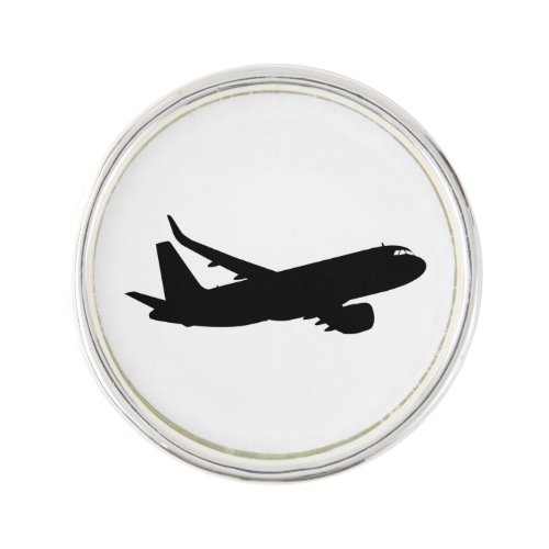 Aircraft Jet Liner Silhouette Flying Decor Lapel Pin