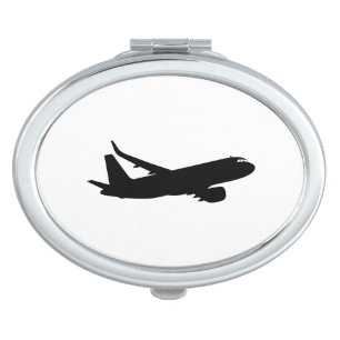 Aircraft Jet Liner Silhouette Flying Decor Makeup Mirror