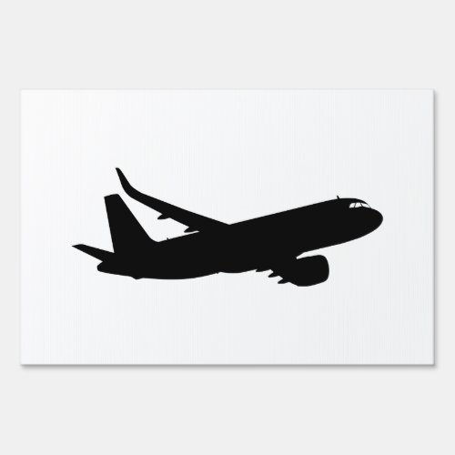 Aircraft Jet Liner Silhouette Flying Decor Yard Sign