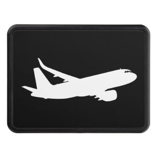 Aircraft Jet Liner White Silhouette Flying Decor Tow Hitch Cover