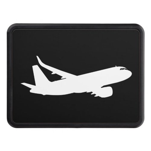 Aircraft Jet Liner White Silhouette Flying Decor Tow Hitch Cover