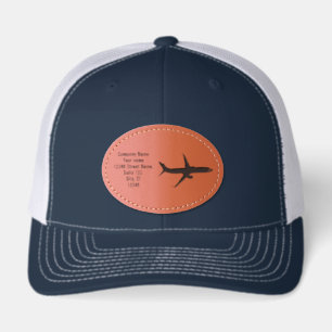 Aircraft Jet Pilot Flying Silhouette Your Text Leather Patch Hat