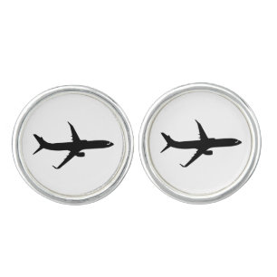 Aircraft Jetliner Black Flight Customize Color Cufflinks