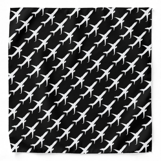 Aircraft JetLiner White Silhouette Flying Bandana (Front)