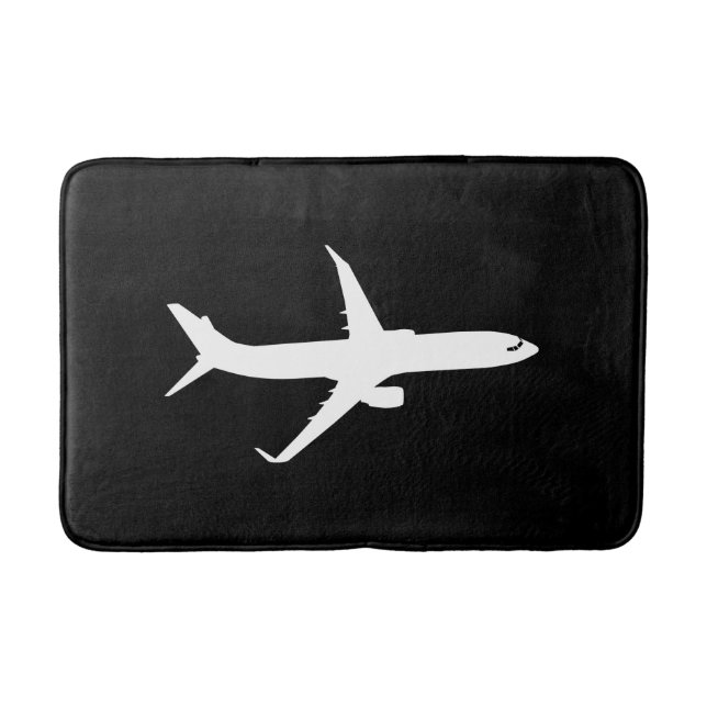 Aircraft JetLiner White Silhouette Flying Bathroom Mat (Front)