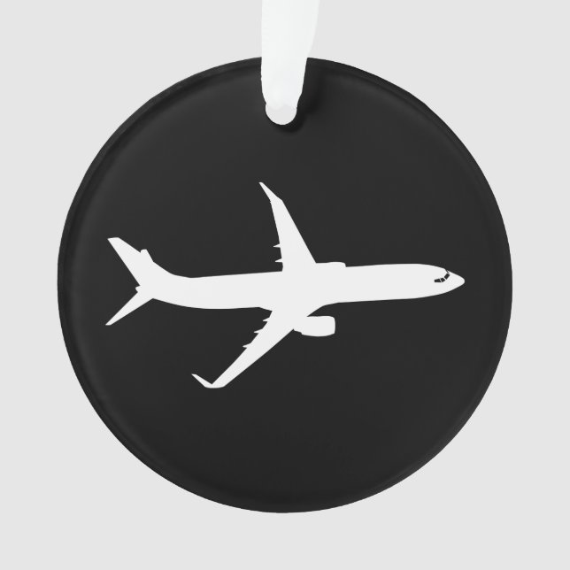 Aircraft JetLiner White Silhouette Flying Ornament (Front)