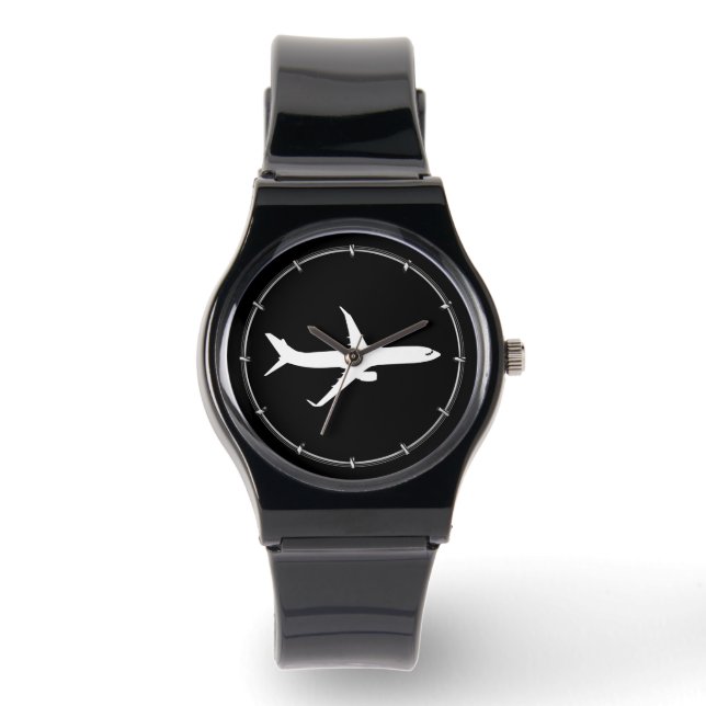 Aircraft JetLiner White Silhouette Flying Watch (Front)
