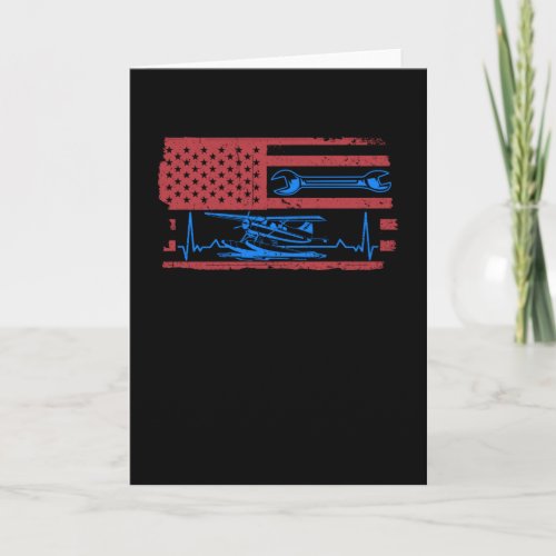 Aircraft Mechanic American Flag Retro Card