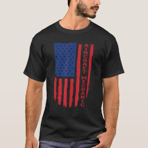 Aircraft Mechanic American Flag Usa T-Shirt