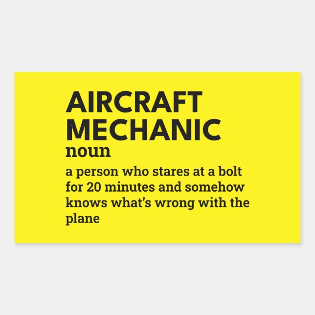 Aircraft Mechanic Definition – Toolbox  Rectangular Sticker (Front)