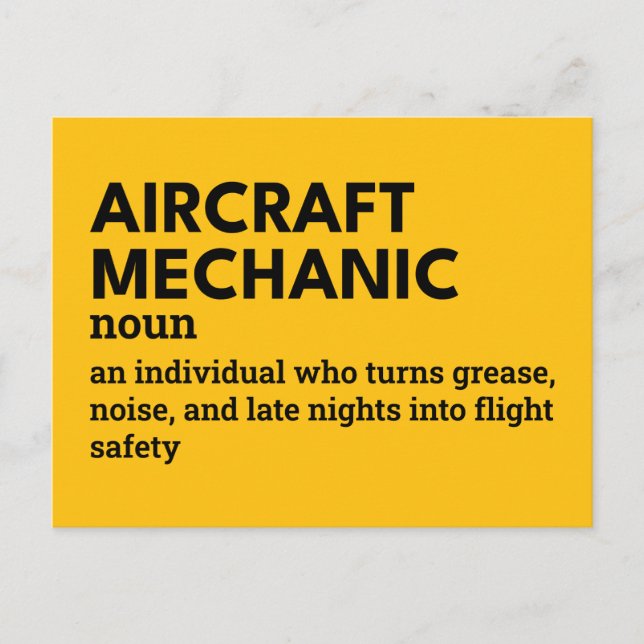 Aircraft Mechanic – Definition with Humor Holiday Postcard (Front)