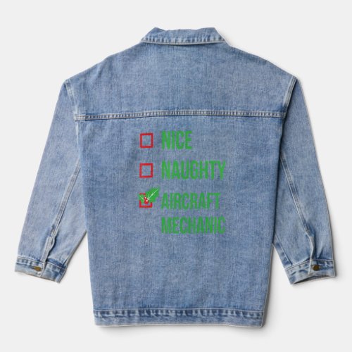 Aircraft Mechanic Funny Pajama Christmas  Denim Jacket