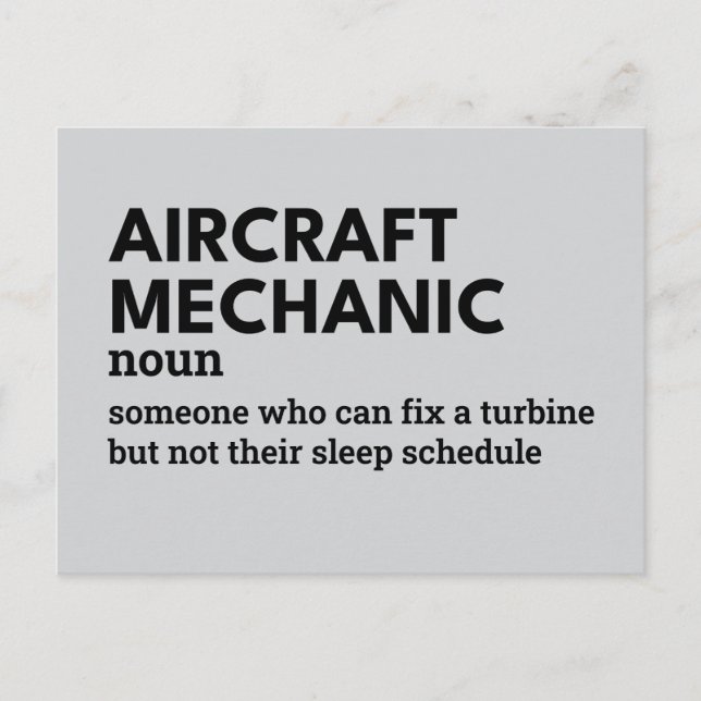 Aircraft Mechanic – Humorous Definition Card (Front)