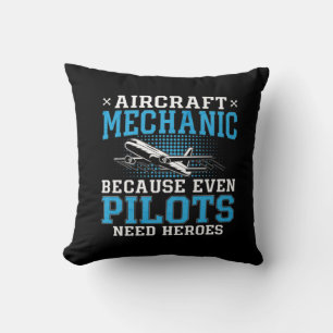 Aircraft Mechanic Pilots Heroes Plane Aviation Throw Pillow