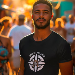 Aircraft Mechanic, Skull Pilot & Prop,Aviation T-Shirt