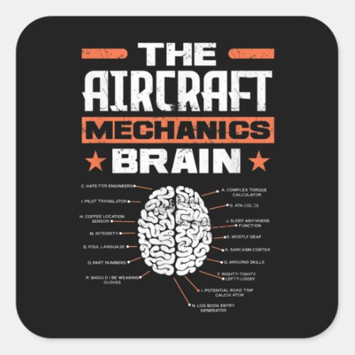 Aircraft Mechanics Brain Aviation Funny Aircraft M Square Sticker
