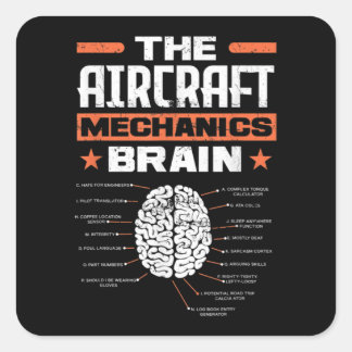 Aircraft Mechanics Brain Aviation Funny Aircraft M Square Sticker