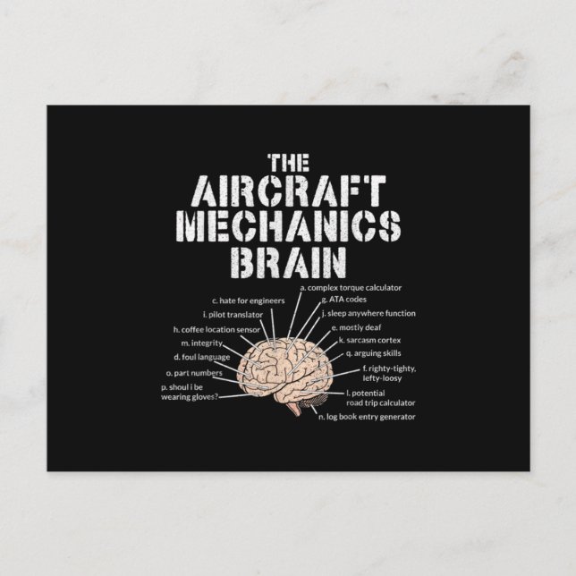 Aircraft Mechanics Brain  Aviation Gift Announcement Postcard (Front)