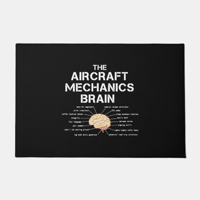Aircraft Mechanics Brain Funny Airplane Helicopter Doormat (Front)