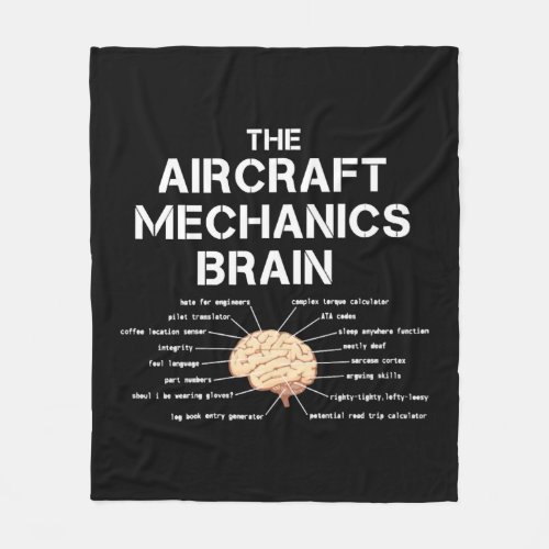 Aircraft Mechanics Brain Funny Airplane Helicopter Fleece Blanket