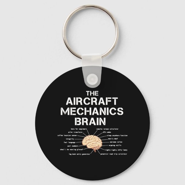 Aircraft Mechanics Brain Funny Airplane Helicopter Keychain (Front)