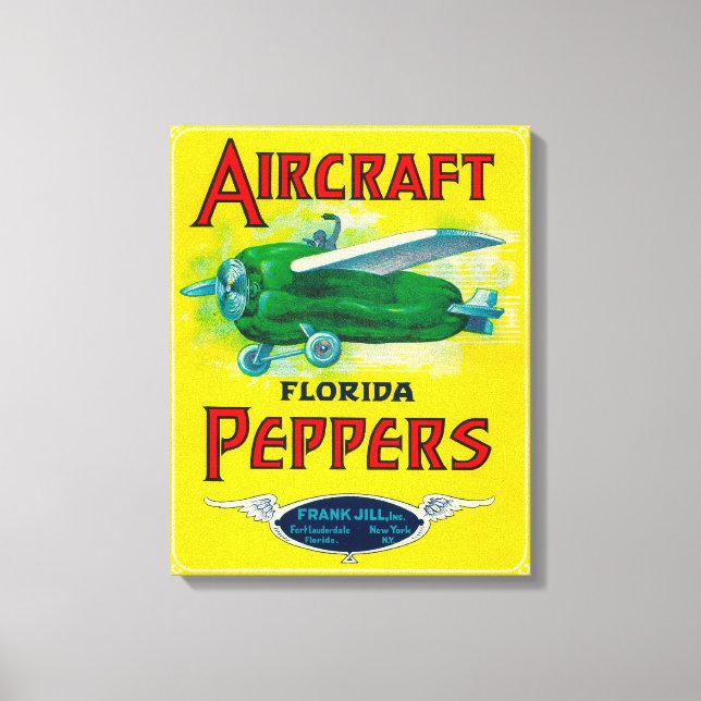 Aircraft Pepper Label Canvas Print (Front)