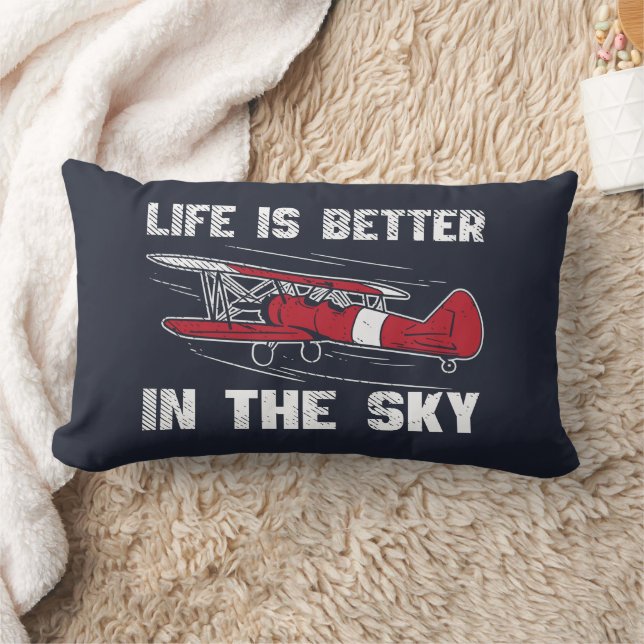 Aircraft Pilot Birthday Keepsake Lumbar Pillow (Blanket)
