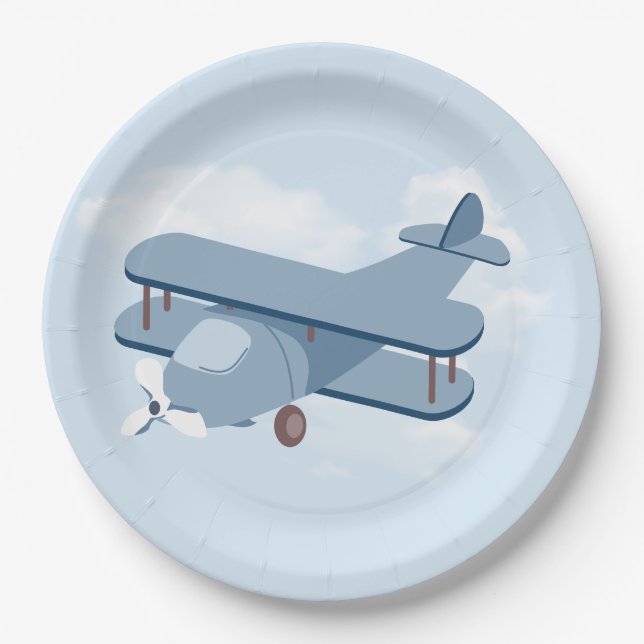 Aircraft Pilot Boy's Birthday Paper Plates (Front)