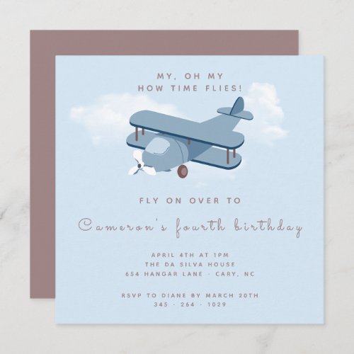 Aircraft Pilot Boys Birthday Square Invitation