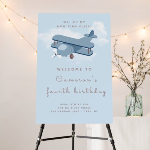 Aircraft Pilot Boys Birthday Welcome Sign