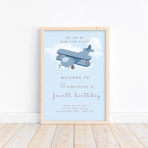 Aircraft Pilot Boys Birthday Welcome Sign Poster