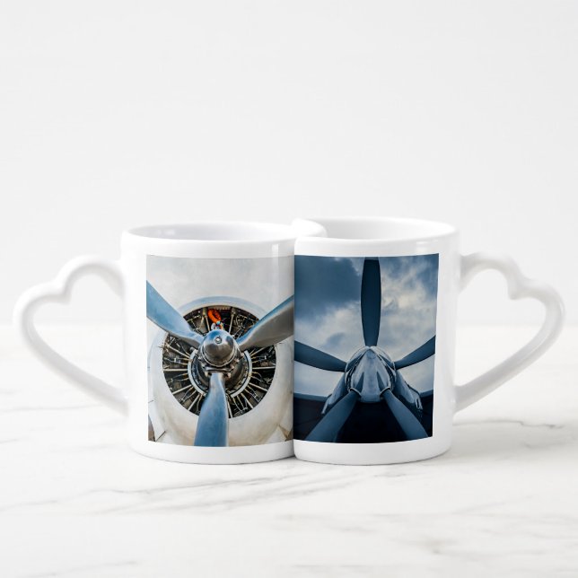 Aircraft propellers funny coffee mug set (Front Nesting)