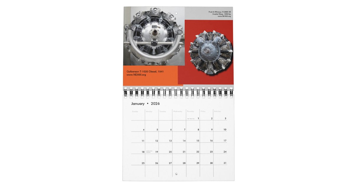Engine Calendar Aircraft Radial Engine mini date book Calendar | Zazzle