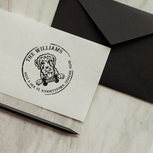 Airdale Terrier Dog Family Return Address Rubber Stamp
