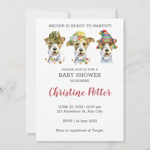 Airdale Terrier Puppy Theme Baby Shower Invitation