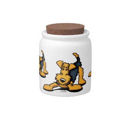 Airedale at Play Candy Jar