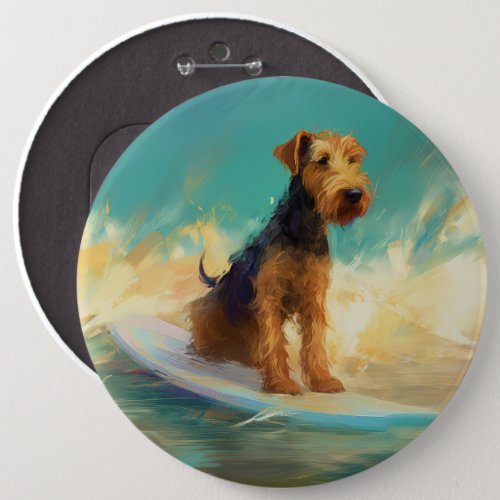 Airedale Beach Surfing Painting  Button