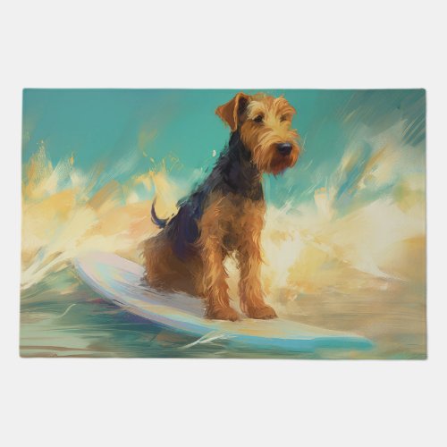 Airedale Beach Surfing Painting  Doormat