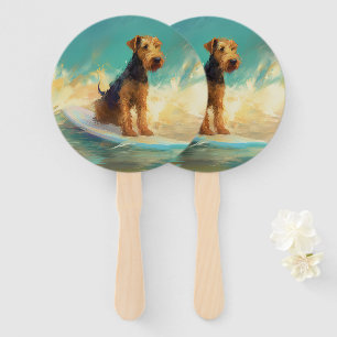 Airedale Beach Surfing Painting Hand Fan
