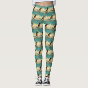 Airedale Beach Surfing Painting Leggings